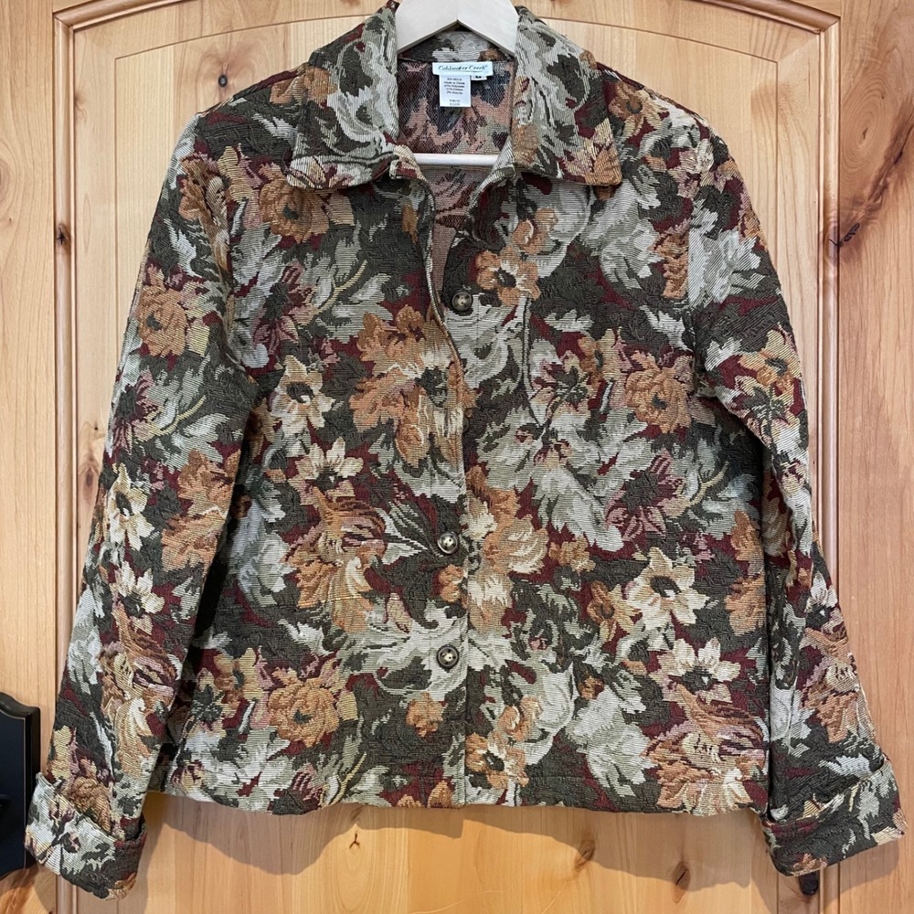 Vintage Tapestry Floral Jacket Cottagecore Dark Academia Fall 90s Earth Tone M